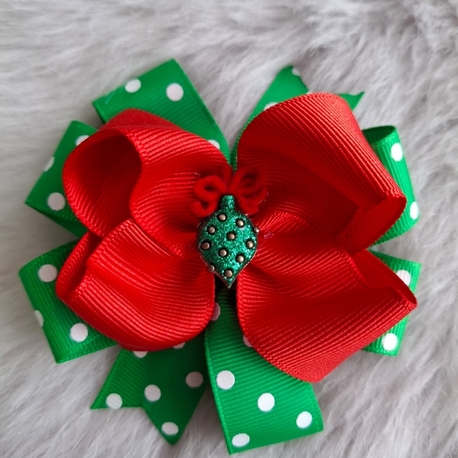 Kırmızı & Yeşil Puantiyeli El Yapımı Yılbaşı Çocuk Tokası