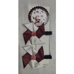 Bordo Beyaz Rüzgar Gülü Pens Toka