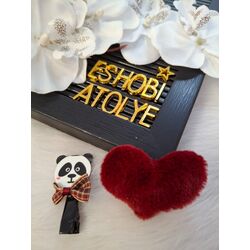 Bordo Kalp & Ayıcık İkili Toka Set