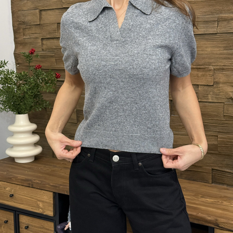Gri H&M Kısa Kollu Triko Kazak