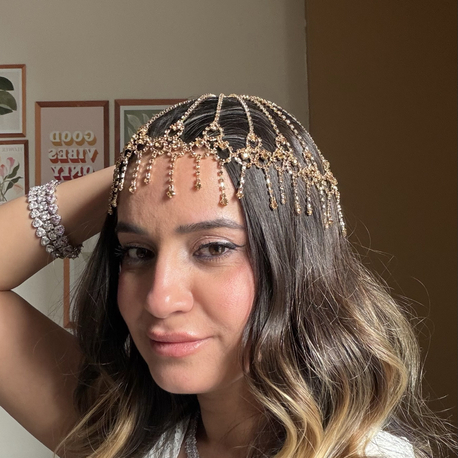Gold ful Zirkon taş saç aksesuarı 