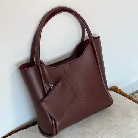 Marny Kadın Cüzdan Detaylı Büyük Boy Bordo Omuz Çantası