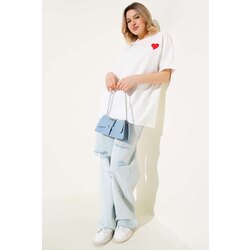Kalp detaylı oversize tshirt 