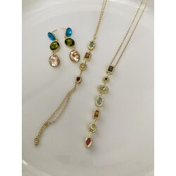 3’lü Set Gold Mavi Küpe&Şahmeran&Kolye Çelik