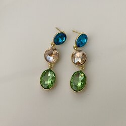 Gold Mavi Taşlı Y Küpe