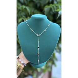 Zirkon Taşlı 316L Gold Çelik Kolye 