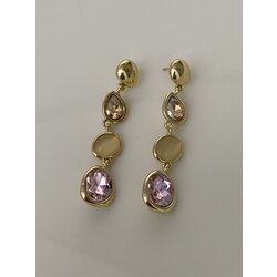 Gold Pembe Taşlı Y Küpe