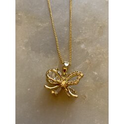 Gold Kelebek Çelik Kolye 