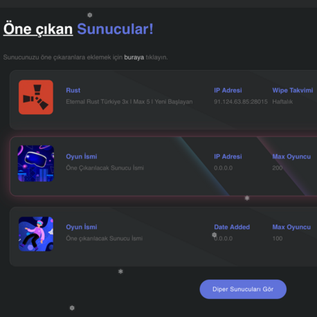 Öne Çıkan Sunucu Reklamı ( Website Üzerinde )