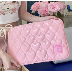 Sevimli Puf Kalp Nakışlı Tablet Kılıfı