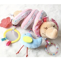 Spiral Peluş Bebek Oto Koltuğu ve Bebek Arabası Oyuncakları.Karma Renkli Kumaşlı Aksesuar