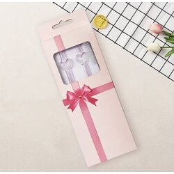 2 li Paket Pembe Kalp Desen Cam Pipet