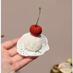 Sevimli Vişne Kek Saç Klipsi,Sevimli Aksesuar,Vişne Saç Klipsi