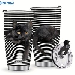 Kedi Tasarımlı Çelik Kupa