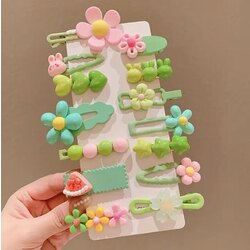 14 lü Paket Sevimli Reçine Saç Klipsleri