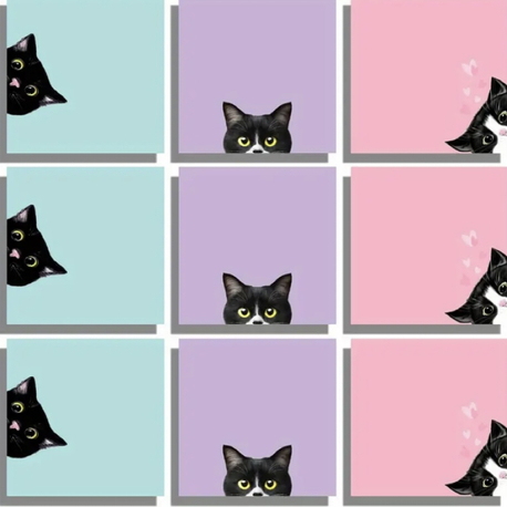 6 Adet Siyah Kedi Yapışkan Not Kağıdı Seti