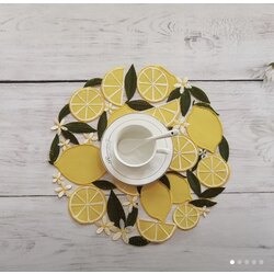 4 lü Limon Nakışlı Amerikan Servis