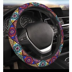Bohemian Çiçek Desenli Neopren Direksiyon Kılıfı