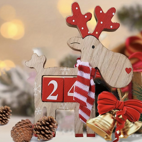 Ahşap Geyik Noel Temalı Takvim