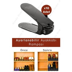 Siyah Ayarlanabilir 4 Kademeli Ayakkabı Rampası 10'lu Set