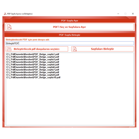 PDF Sayfa Ayırma ve Birleştirme Programı