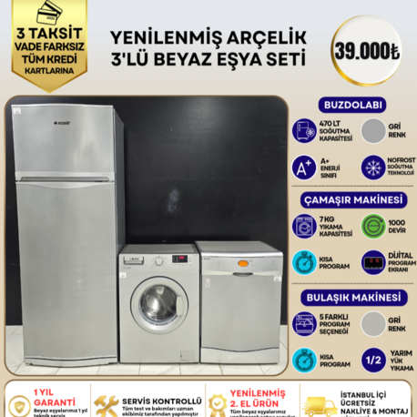 ARÇELİK GRİ 3’LÜ BEYAZ EŞYA SETİ