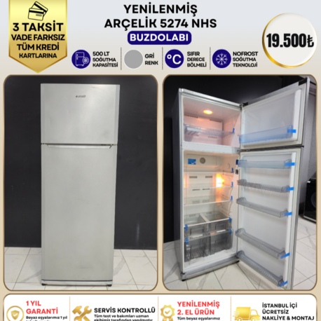 ARÇELİK 5274 NHS 500 LT GRİ NO-FROST BUZDOLABI