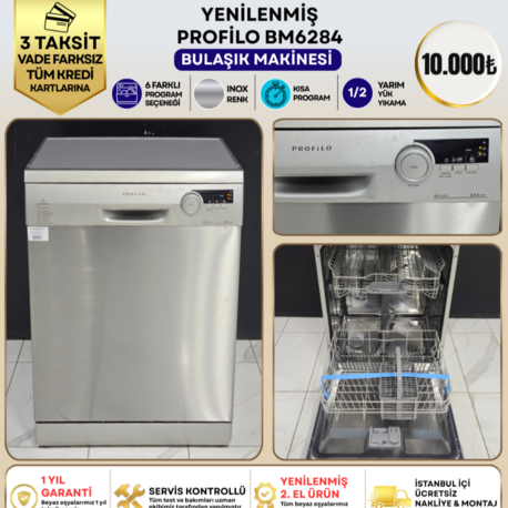 PROFILO BM 6284 6 PROGRAMLI İNOX BULAŞIK MAKİNESİ