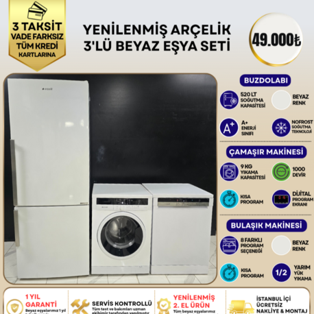 ARÇELİK 3'LÜ BEYAZ EŞYA SETİ