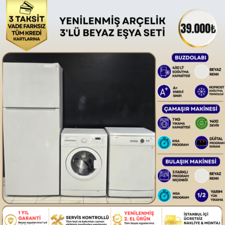 ARÇELİK 3'LÜ BEYAZ EŞYA SETİ