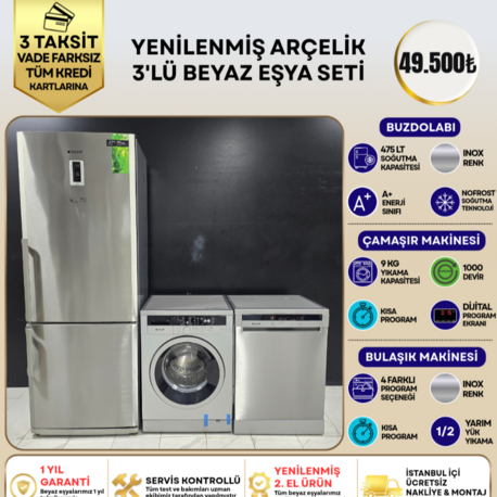 ARÇELİK INOX 3'LÜ BEYAZ EŞYA SETİ