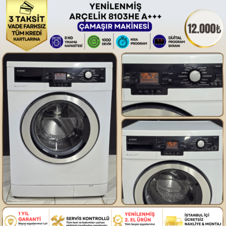 ARÇELİK 8103 HE A+++ 8 KG 1000 DEVİR ÇAMAŞIR MAKİNESİ