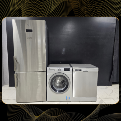 SIFIRLANMIŞ BEKO INOX 3'LÜ BEYAZ EŞYA SETİ