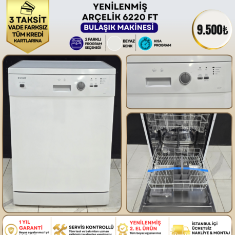ARÇELİK 6220 FT 2 PROGRAMLI BULAŞIK MAKİNESİ