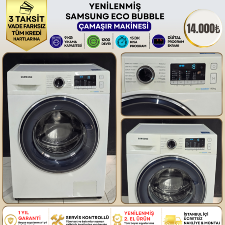 SAMSUNG ECOBUBBLE 9 KG 1200 DEVİR ÇAMAŞIR MAKİNESİ