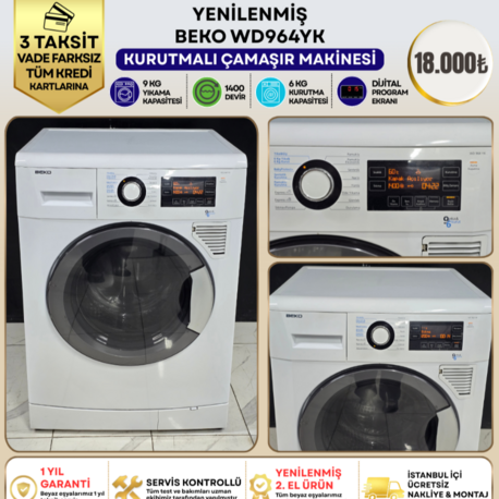 BEKO WD 964 YK 9 KG YIKAMA 6 KG KURUTMALI ÇAMAŞIR MAKİNESİ