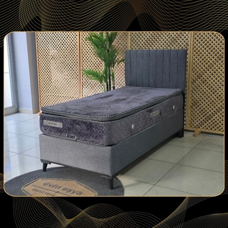 EVİN GRİ 90-190 YATAK BAZA BAŞLIK SETİ