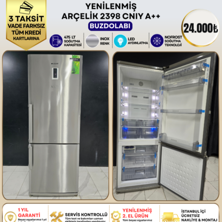 ARÇELİK 2398 CNIY A++ 475 LİTRE NO-FROST BUZDOLABI 