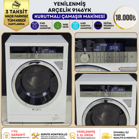 ARÇELİK 9146 YK 9 KG YIKAMA / 6 KG KURUTMALI ÇAMAŞIR MAKİNESİ