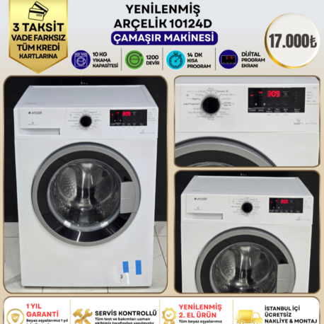 ARÇELİK 10124 D 10 KG 1200 DEVİR ÇAMAŞIR MAKİNESİ
