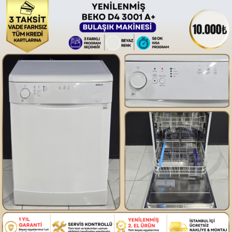 BEKO D4 3001 A+ 3 PROGRAMLI BULAŞIK MAKİNESİ