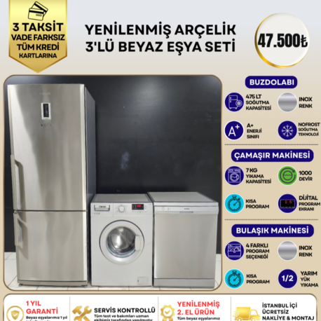 ARÇELİK INOX 3'LÜ BEYAZ EŞYA SETİ