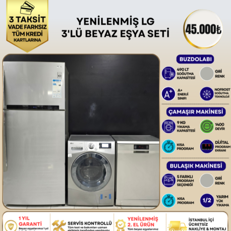 LG INOX 3'LÜ BEYAZ EŞYA SETİ