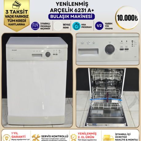 ARÇELİK 6231 A+ 3 PROGRAMLI BULAŞIK MAKİNESİ