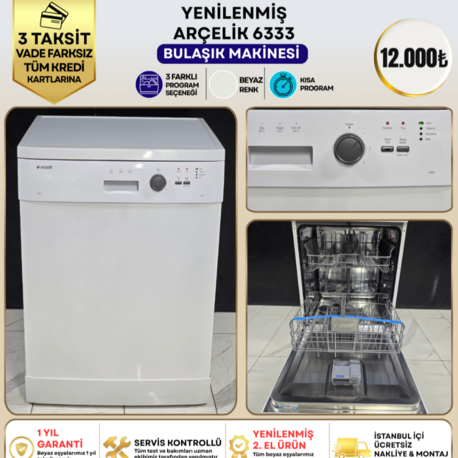 ARÇELİK 6333 3 PROGRAMLI BULAŞIK MAKİNESİ