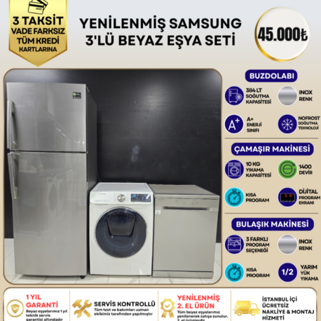 SAMSUNG GRİ 3'LÜ BEYAZ EŞYA SETİ