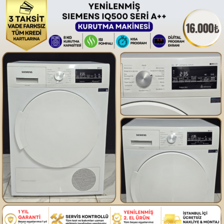 SIEMENS iQ500 8 KG A++ ISI POMPALI KURUTMA MAKİNESİ 