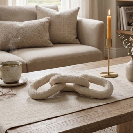 Eviorhome Seramik Dekoratif Zincir Obje - Wabi-Sabi & Japandi Sehpa Dekoru