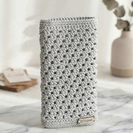 El Örgüsü Krem Telefon Kılıfı | Handmade Crochet Phone Sleeve