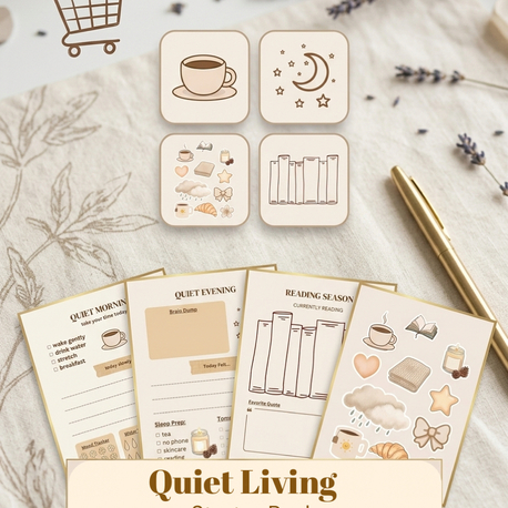 Quiet Living Planner Seti, Minimalist Günlük Planlayıcı PDF, Slow Living Planner